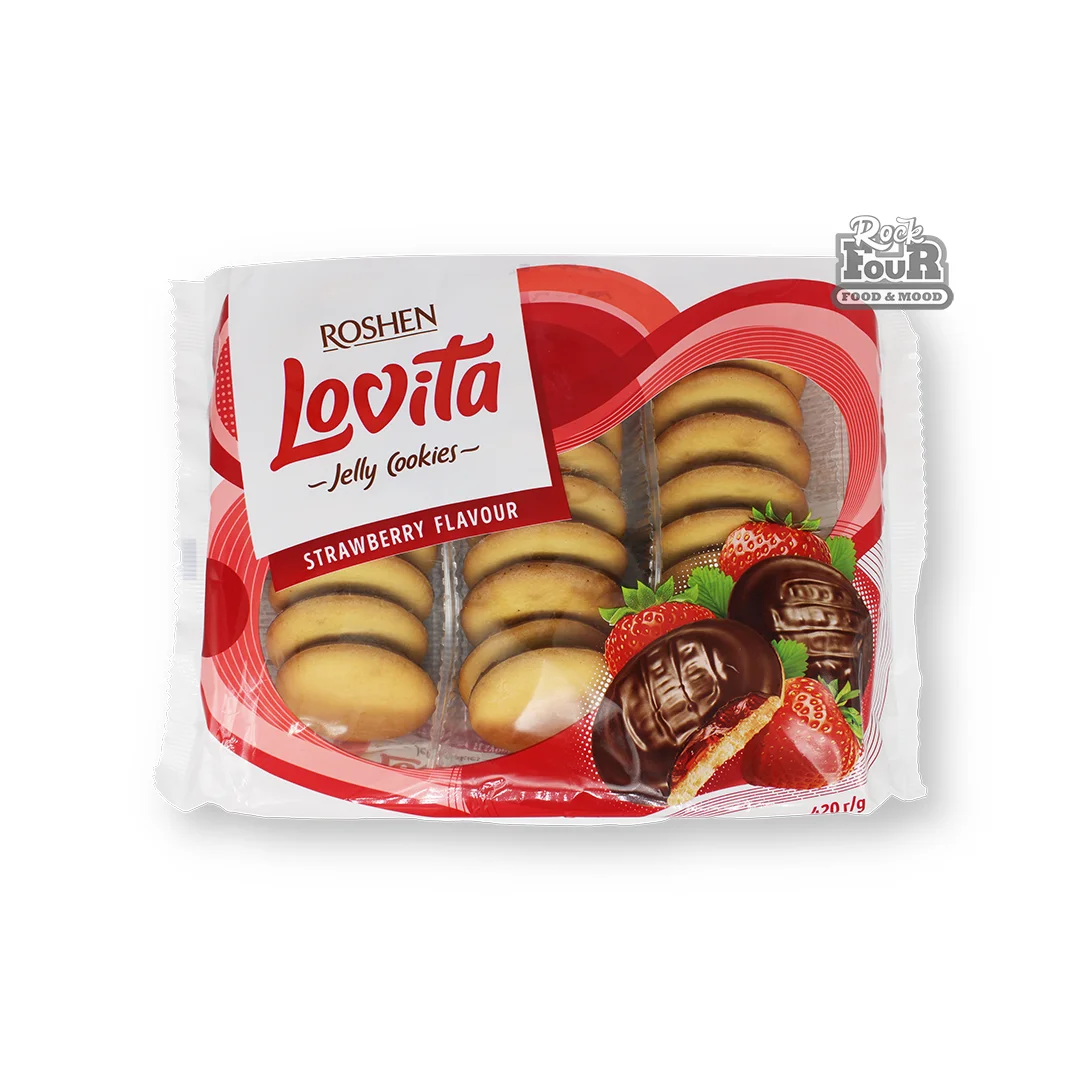 Cookie "Roshen Lovita Jelly Cookies" with strawberry flavor filling 420g